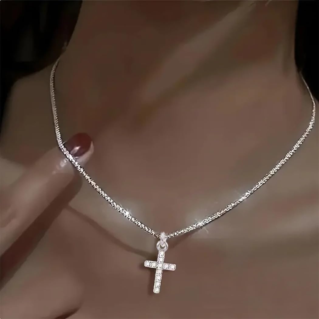 Yalice Collar brillante de plata de ley 925 con cadena delicada en...