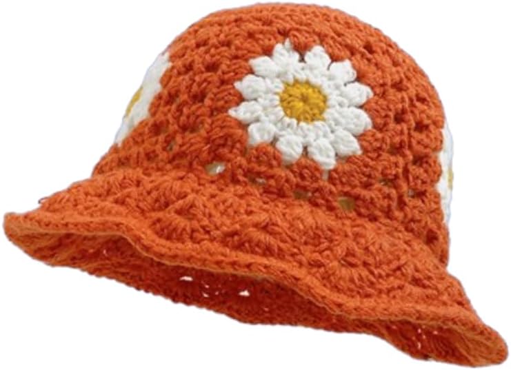 HCBLWY Sombrero de pescador de ganchillo hecho a mano, plegable, go...