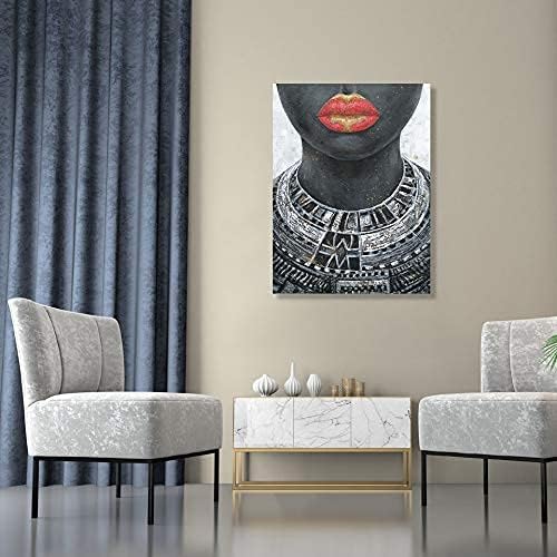B BLINGBLING Lienzo decorativo para pared de niña negra: mujer nati...