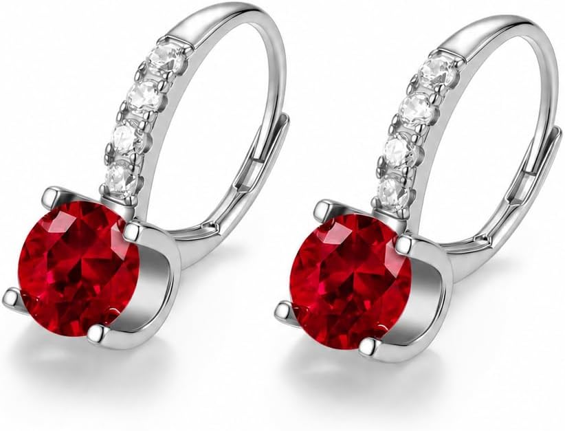 FANCIME Pendientes colgantes con piedra natal para mujer de plata d...