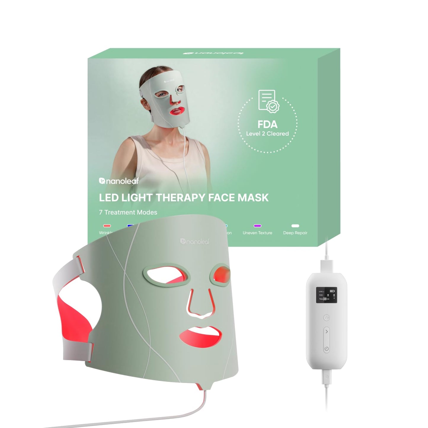 Nanoleaf Máscara facial LED aprobada por la FDA con 7 modos de tera...
