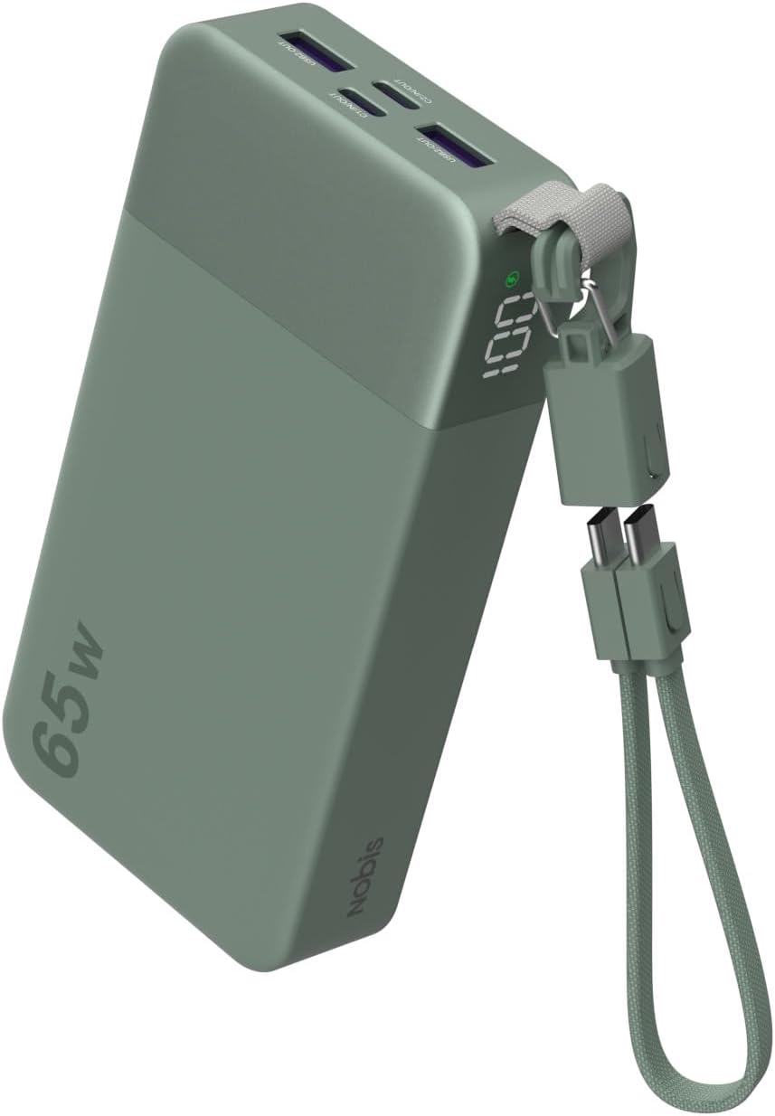 Cargador portátil NOBIS 20000mAh 65W Power Bank con cable desmontab...