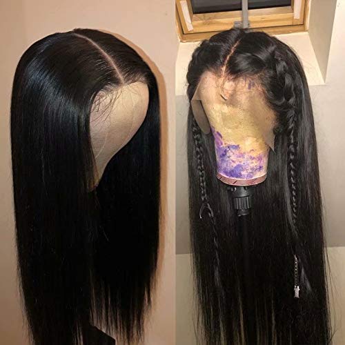 QUINLUX - Pelucas de cabello humano lacio brasileño, con encaje fro...