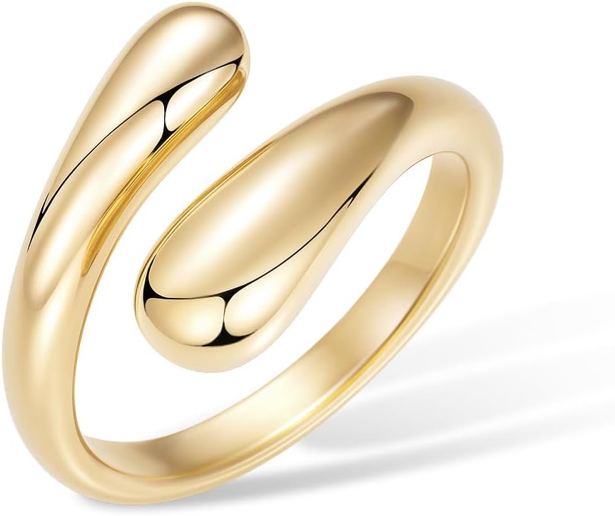 Poxtex - Anillos gruesos dorados para mujer, de oro antideslustre,...