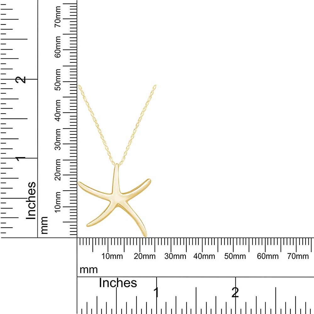 AFFY Collar con colgante de estrella de mar en oro de 14 quilates s...