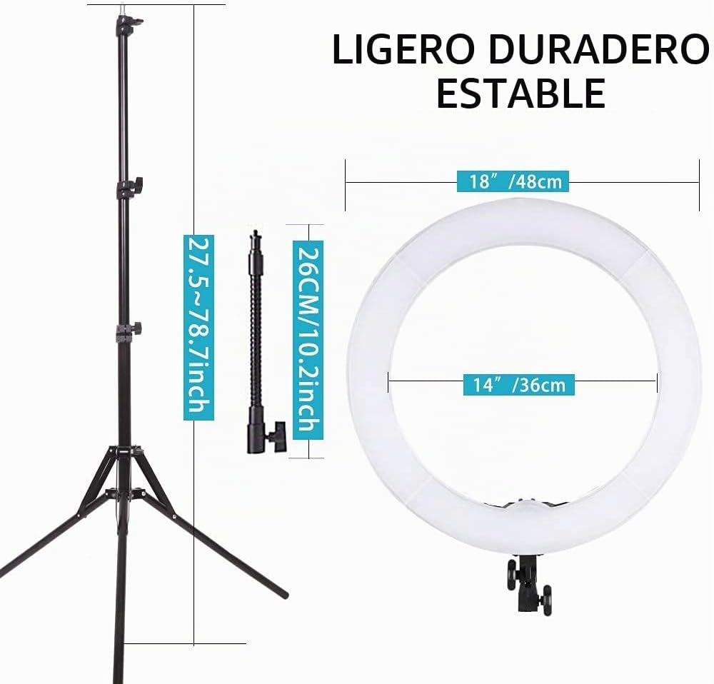 GSKAIWEN 18 pulgadas 65W LED Maquillaje Anillo Luz, Ceja Tatuaje Pe...