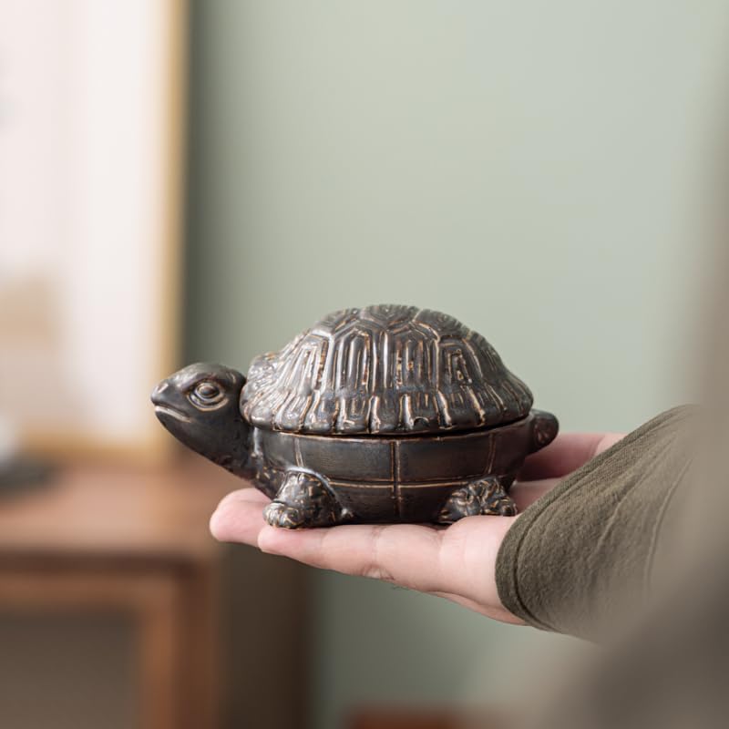 Cenicero de cerámica en forma de tortuga con tapa, diseño resistent...