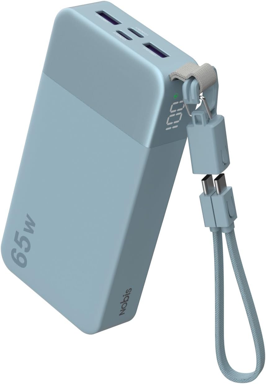 Cargador portátil NOBIS 20000mAh 65W Power Bank con cable desmontab...