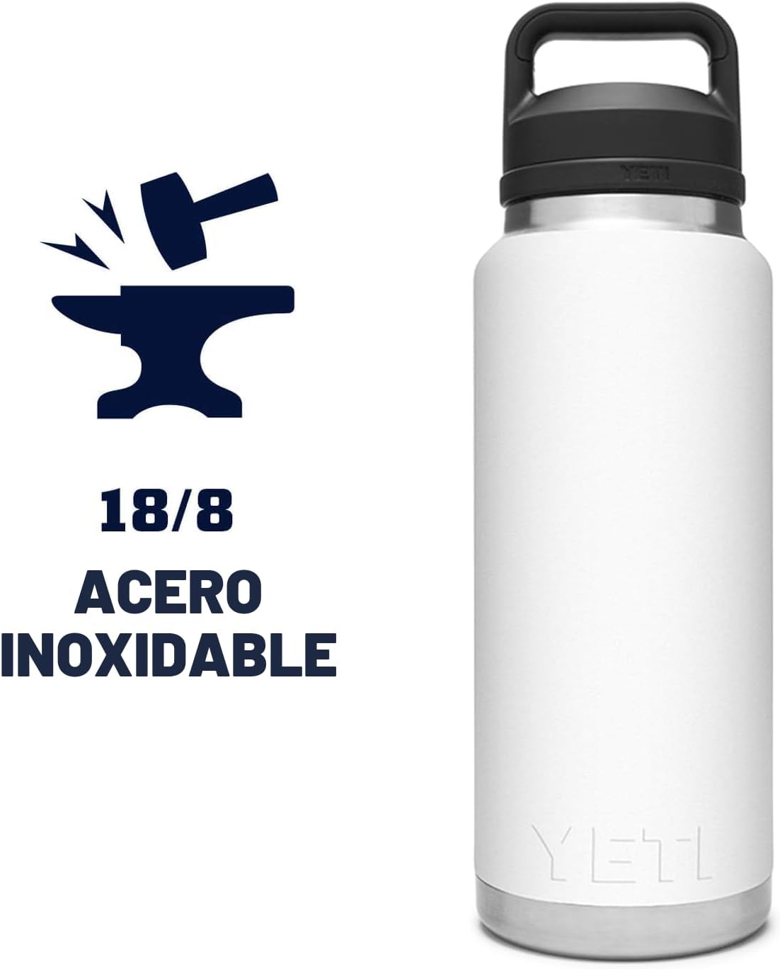 YETI Rambler - Botella de 36 onzas, aislada al vacío, a prueba de f...