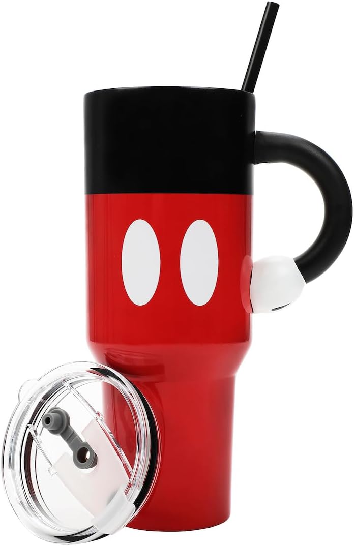 Disney Mickey Mouse - Vaso de acero inoxidable de 40 onzas con mang...