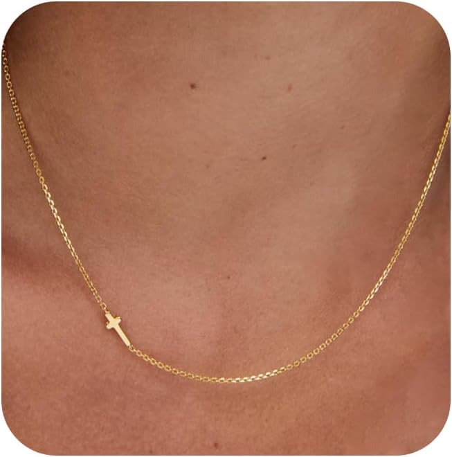 zvcofun Collar de cruz para mujer, delicado colgante de cruz chapad...