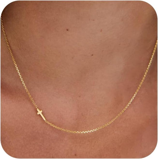 zvcofun Collar de cruz para mujer, delicado colgante de cruz chapad...