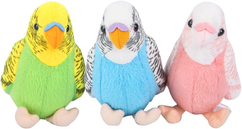 WQY GroceryShop Juguete de peluche de periquito, 3 piezas, 5.5 pulg...