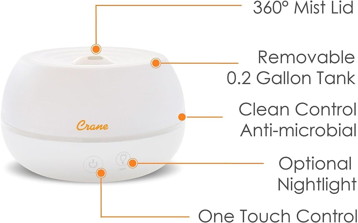 Crane Humidificador ultrasónico portátil de viaje y difusor de arom...