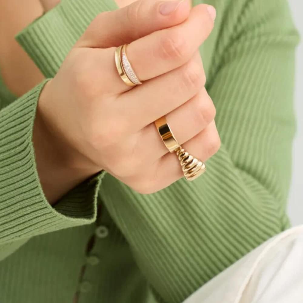 NOKMIT Anillos rellenos de oro de 14 quilates de 0.197 in para muje...