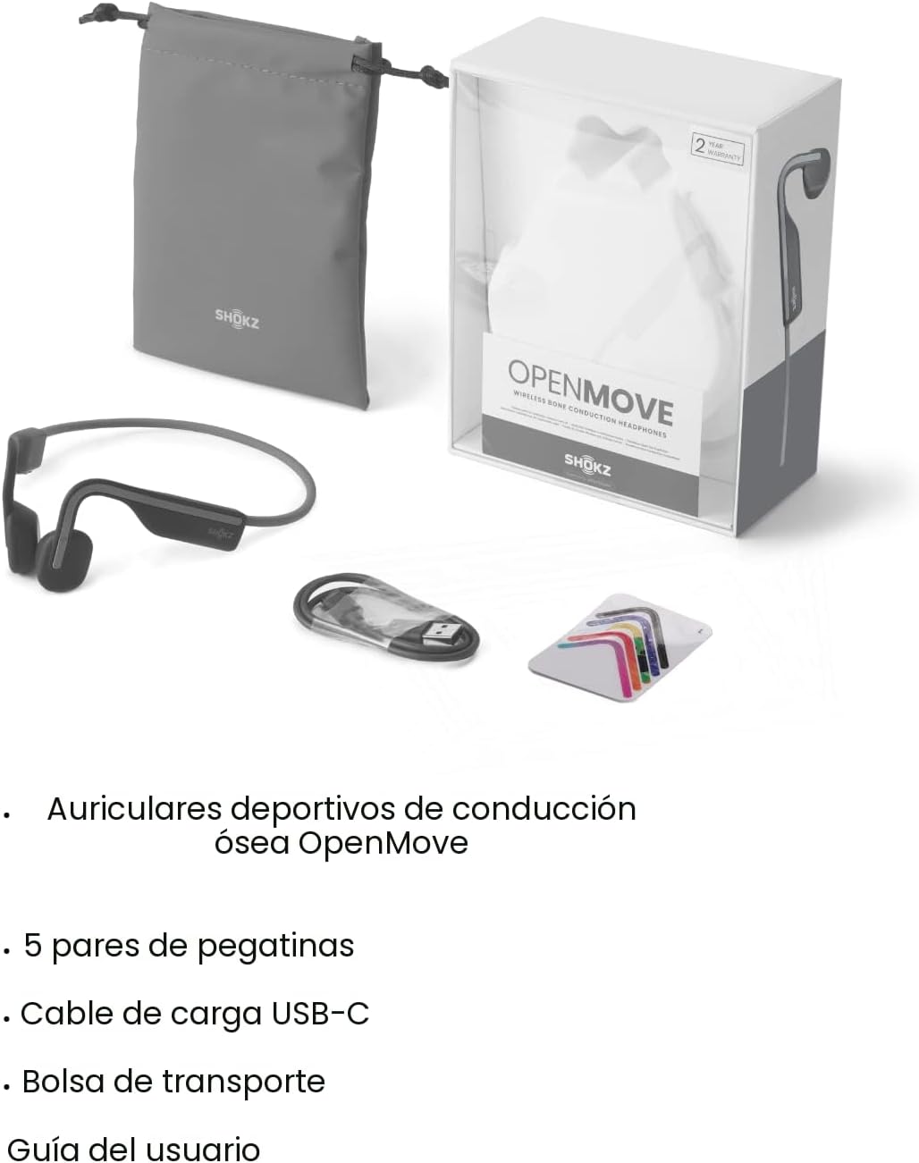 SHOKZ OpenMove - Auriculares deportivos Bluetooth de oreja abierta,...