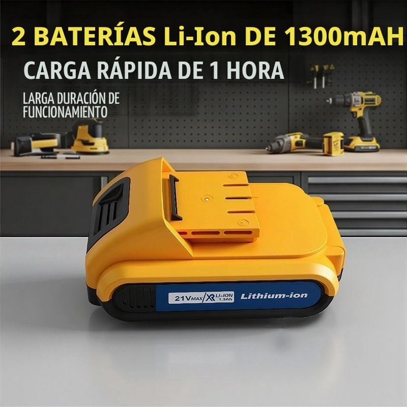 Juego de taladro inalámbrico de 21 V con 2 baterías y cargador, kit...
