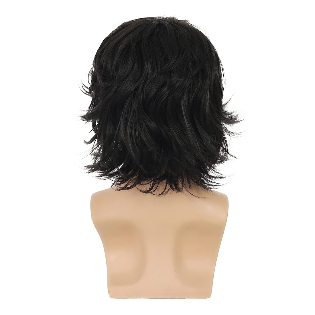 Wiwige Peluca corta negra para hombre, peluca natural esponjosa en...