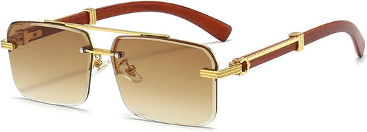Gleyemor Gafas de sol para hombres de moda sin montura rectangulare...
