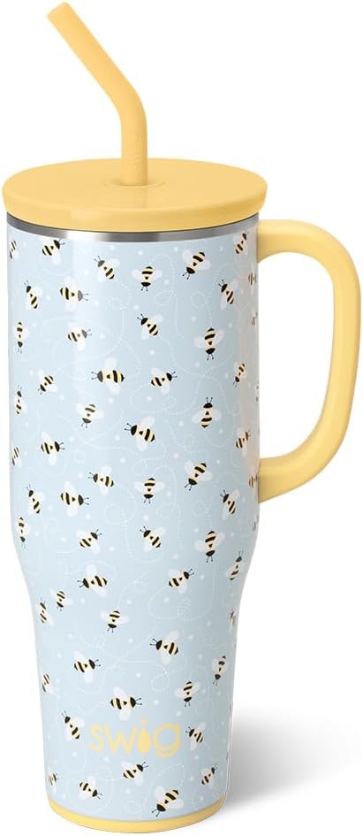 Swig Life - Taza Mega aislada de 40 onzas con asa y pajita, Calient...