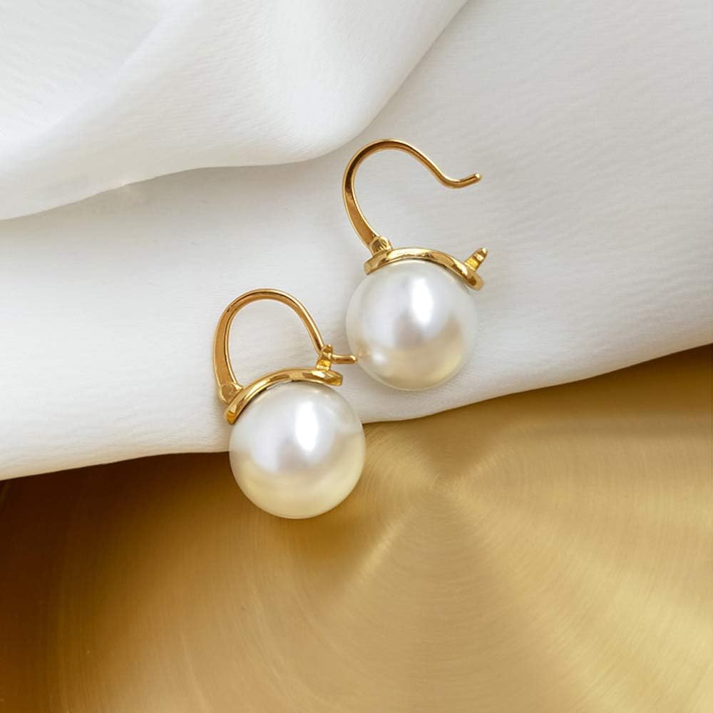 OwMell Elegantes Pendientes Colgantes de Plata de Ley 925 con Perla...