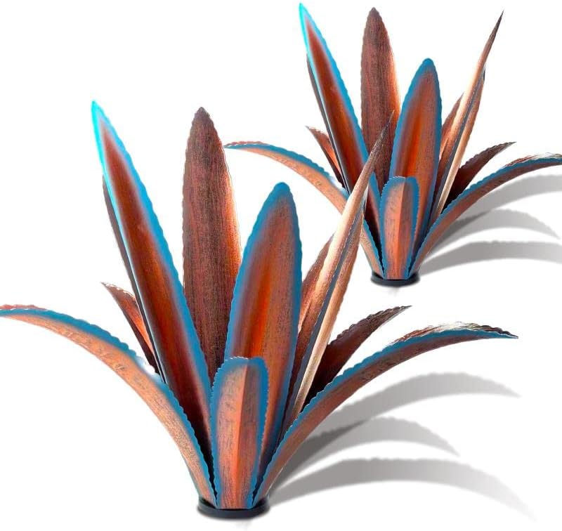 TOMBABY Escultura de planta de agave de hierro resistente al viento...