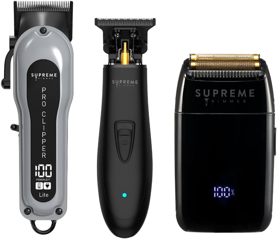 Supreme Trimmer Paquete de Barbero 3 en 1 | Pro Clipper Lite, Recor...