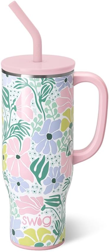 Swig Life - Taza Mega aislada de 40 onzas con asa y pajita, Calient...
