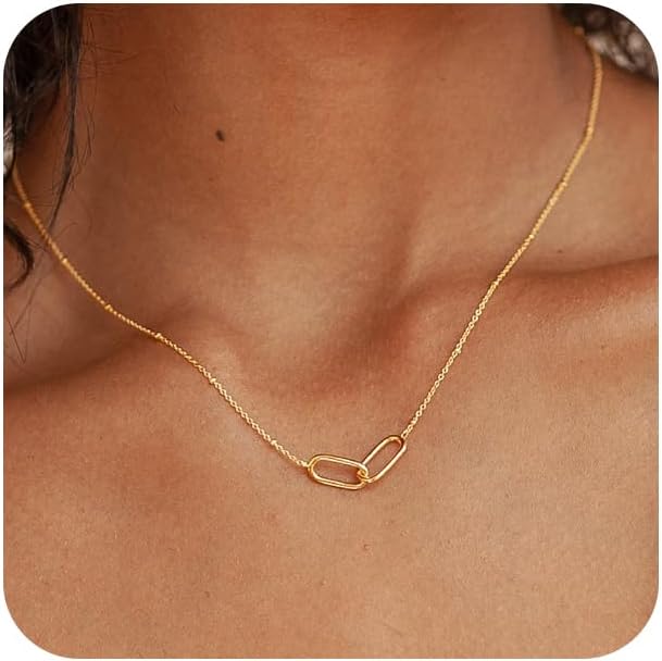 TOBENY Collar de oro para mujer, moderno, chapado en oro de 14 quil...