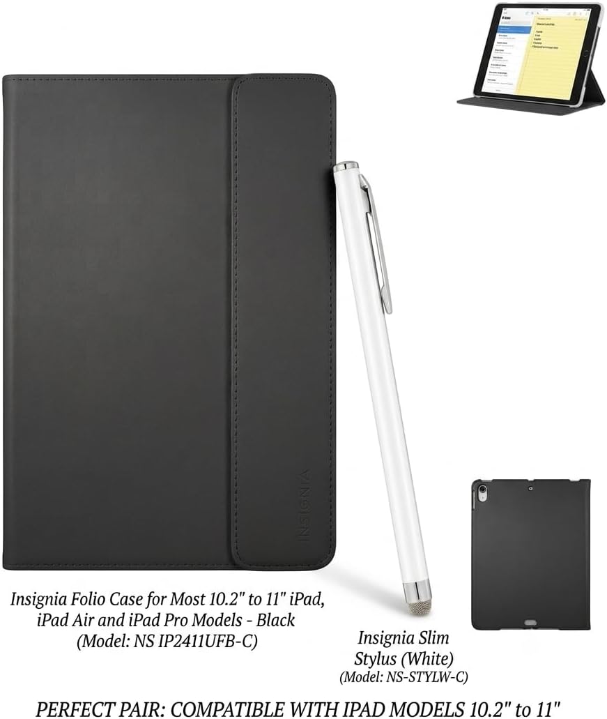 Insignia Funda universal tipo libro para iPad de 10,2 a 11 pulgadas...