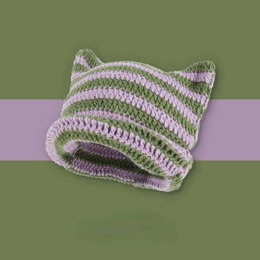 Gorros de ganchillo para mujer, gorro de gato vintage, gorro de zor...