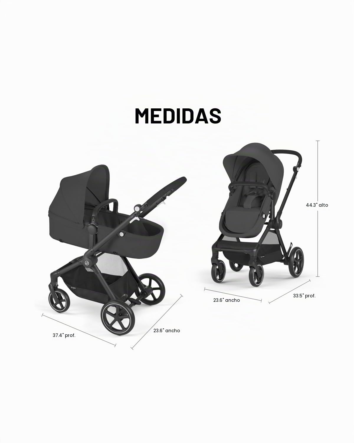 Cybex Cochecito de bebé EOS 2 en 1 + combo de asiento de coche Aton...