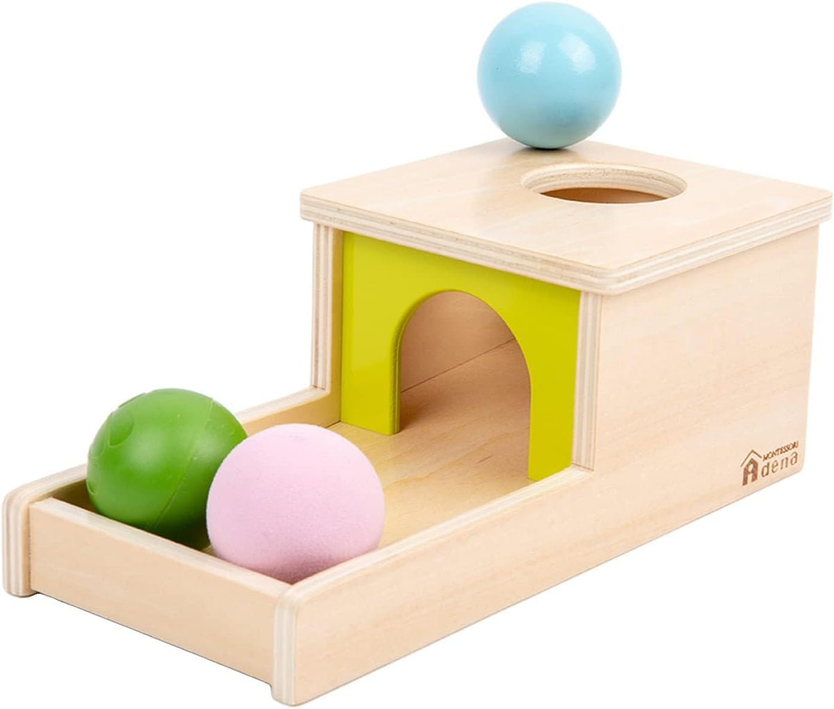 Caja de permanencia de objetos con bandeja y tres bolas de juguetes...
