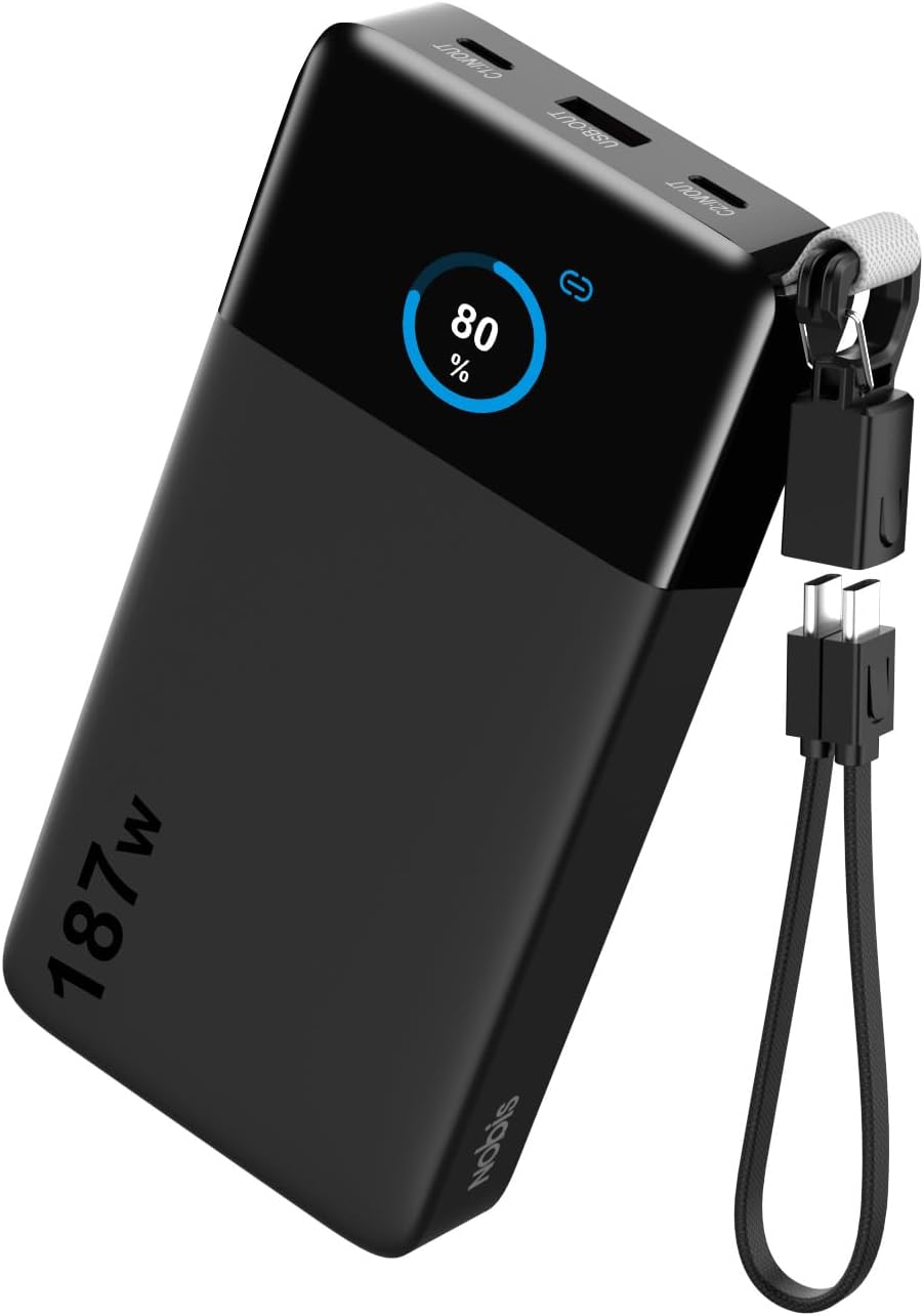 NOBIS Cargador portátil 187W 25000mAh Power Bank con aplicación Sma...