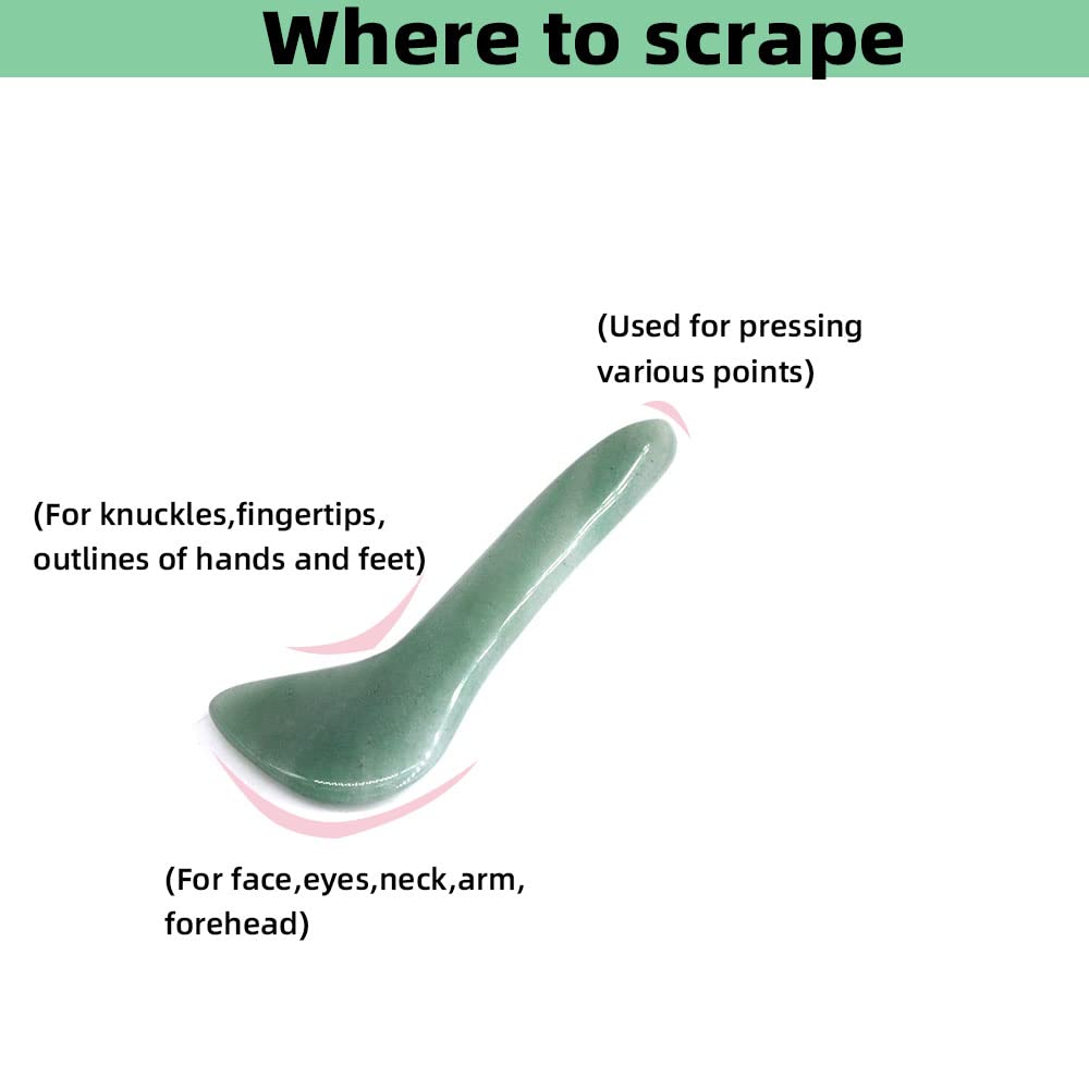 TOP SEWING Gua Sha - Herramienta facial de piedra de jade natural,...
