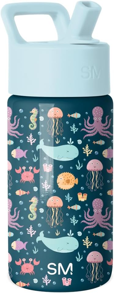 Simple Modern Kids Summit - Botella de agua con tapa con pajilla, v...