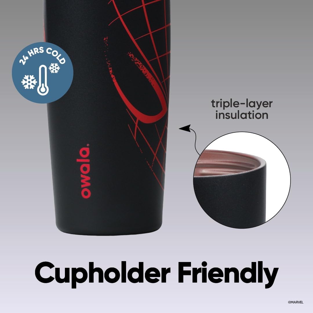 Owala Spider-Man FreeSip Sway - Botella de agua de acero inoxidable...