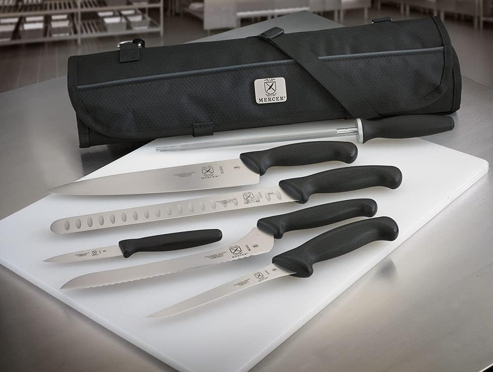 Mercer Culinary Millennia - Juego de 7 rollos de cuchillos, color n...