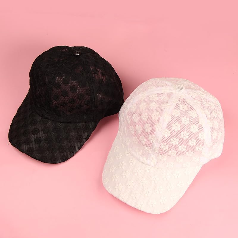 NOIAFZY Gorra de béisbol floral de encaje para mujer, 2 unidades, p...