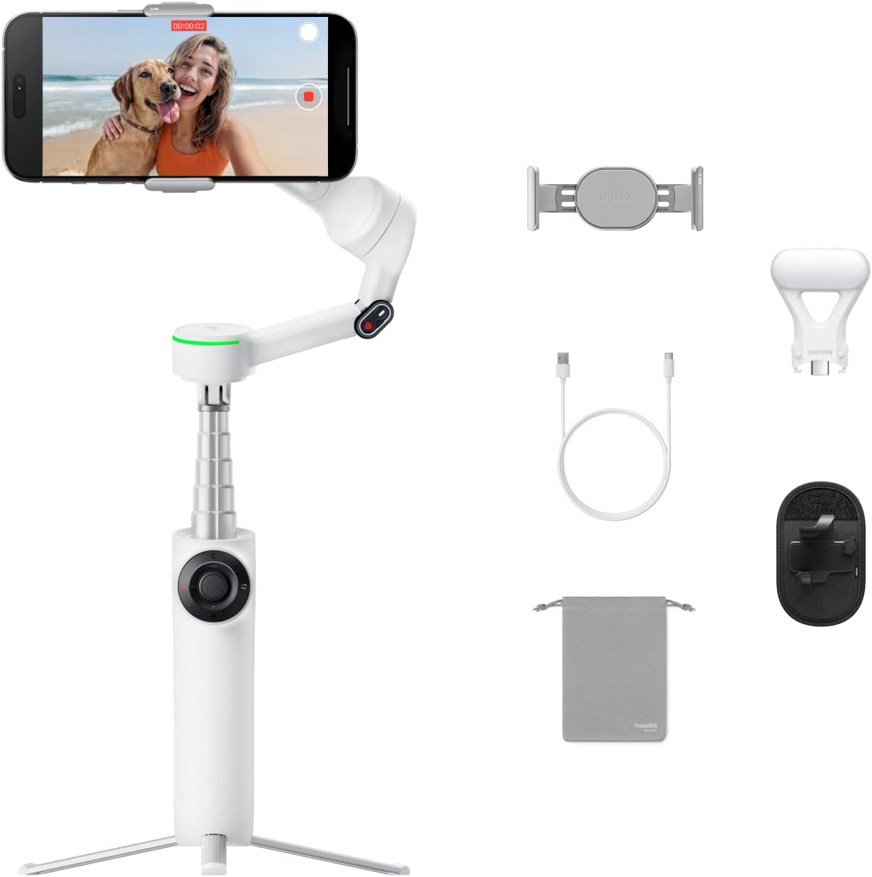 Insta360 Flow 2 Pro Vlog Bundle Blanco \u2013 Gimbal Plegable con I...