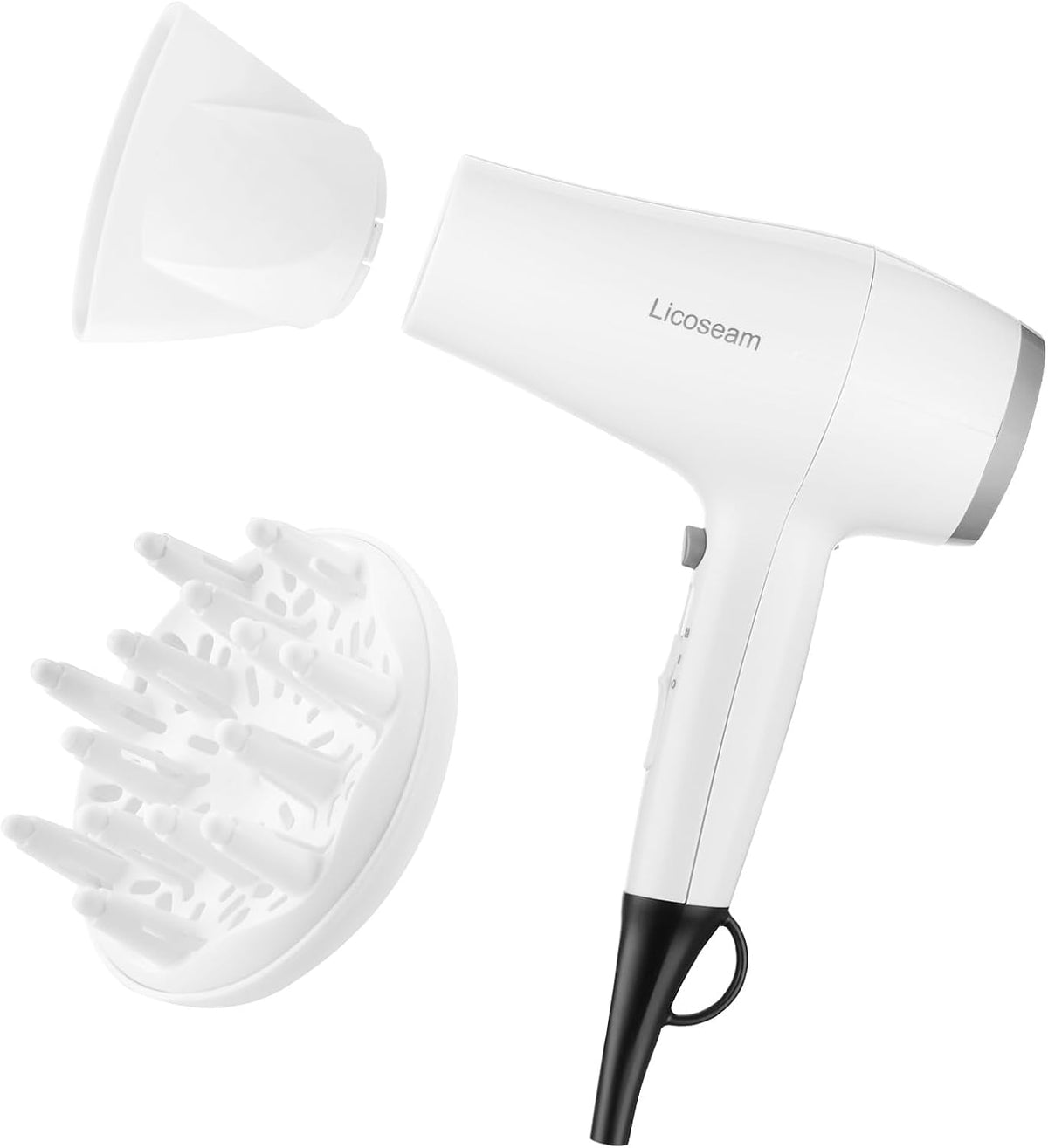 Secador de pelo compacto 1875W con difusor y concentrador, color bl...