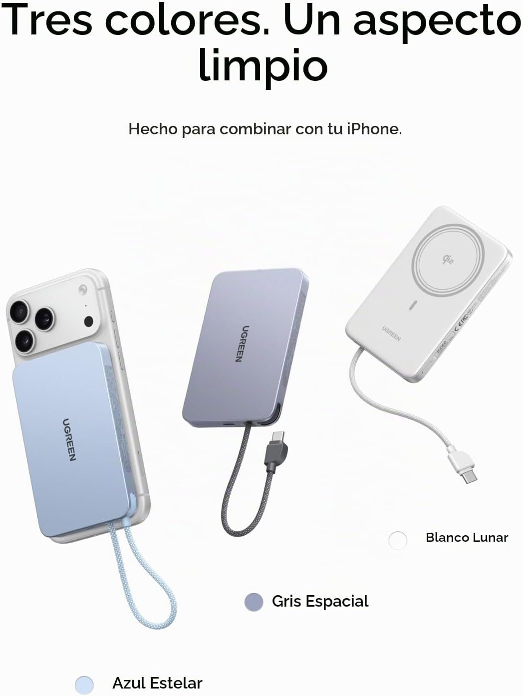 UGREEN Magflow Air Qi2 - Banco de energía magnético de 10000 mAh, c...