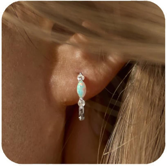 Aretes de ópalo chapados en oro de 14 quilates para mujer, aretes d...