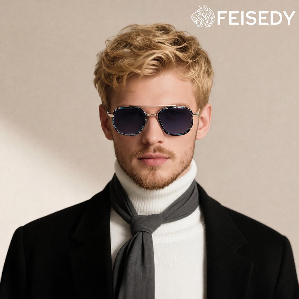 FEISEDY - Lentes de sol polarizados estilo aviador para hombres, ma...