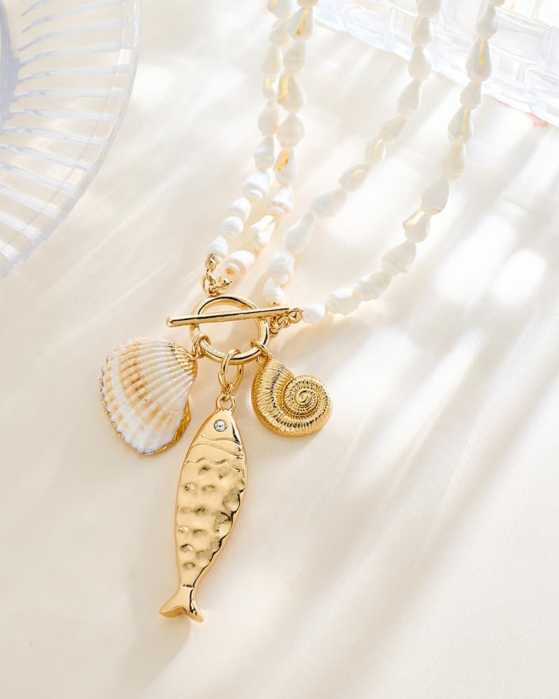 MYCUTEY Collar de pez dorado para mujer, collar de palanca de hilo...