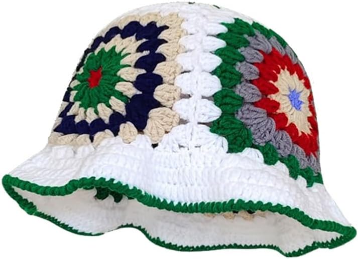 HCBLWY Sombrero de pescador de ganchillo hecho a mano, plegable, go...