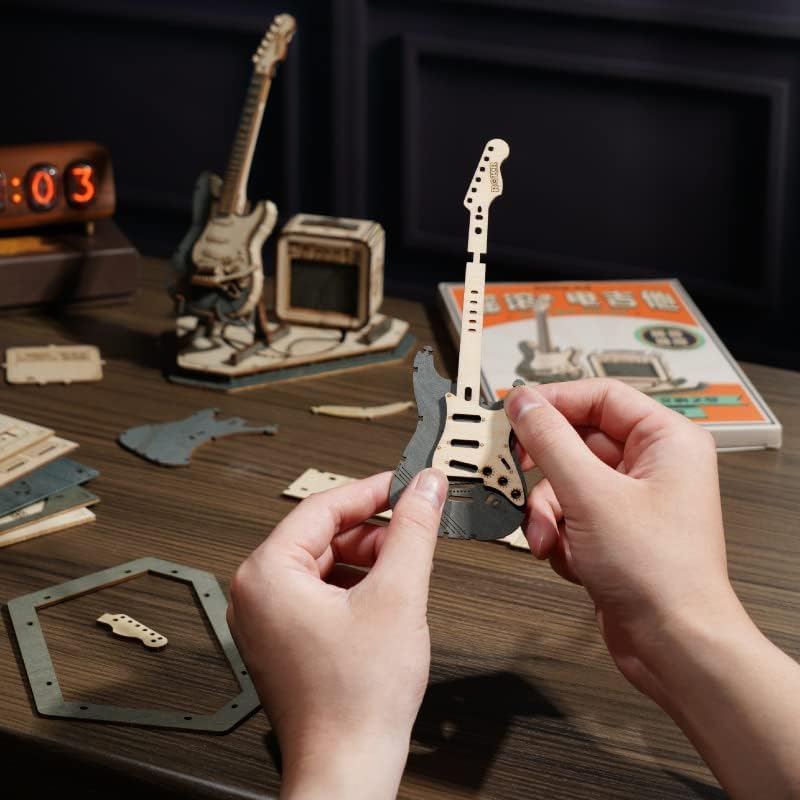 ROKR Rompecabezas 3D de madera para guitarra de adultos, kit de mod...