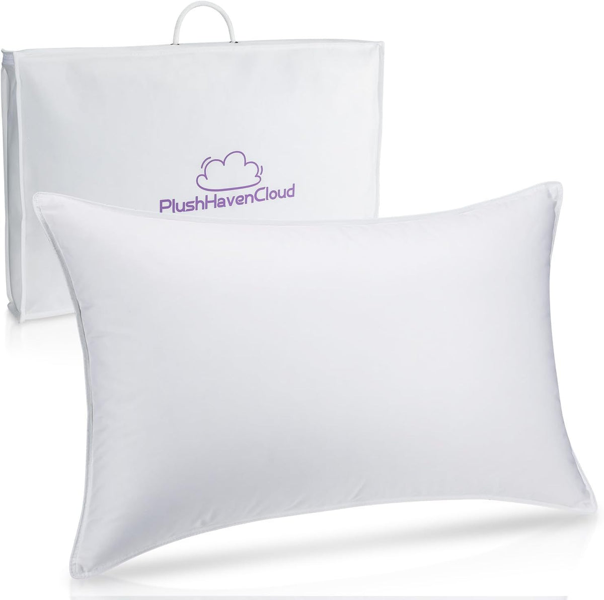 PlushHavenCloud Almohada de plumón de ganso blanco, almohada de luj...
