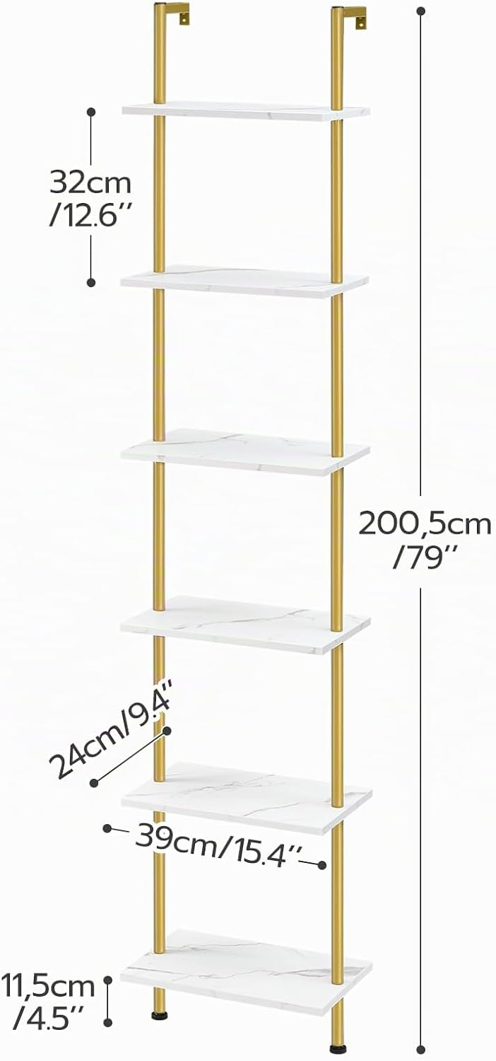 HOOBRO Estantería de escalera DIY, estantería de pared montada en l...