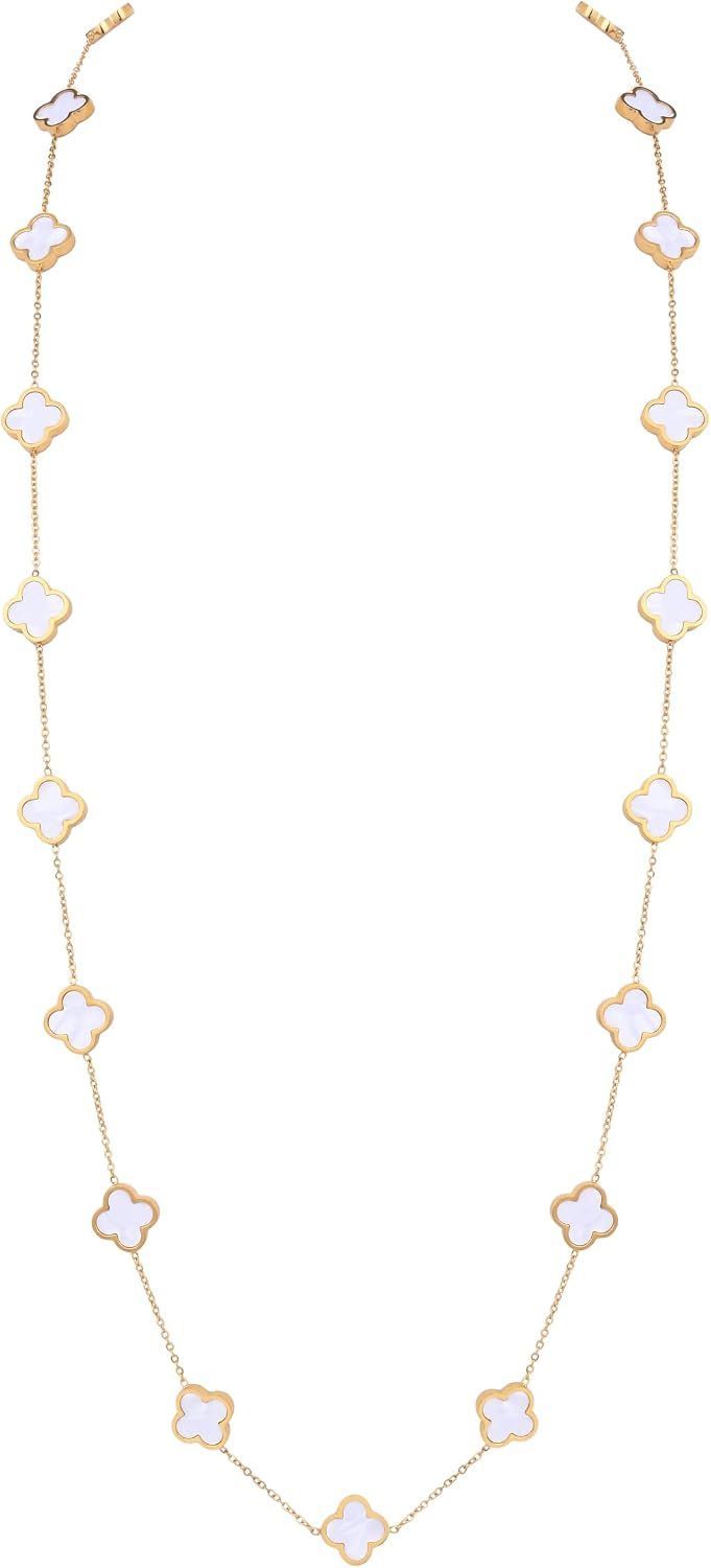 Billet-doux Collar de trébol chapado en oro de 18 quilates para muj...